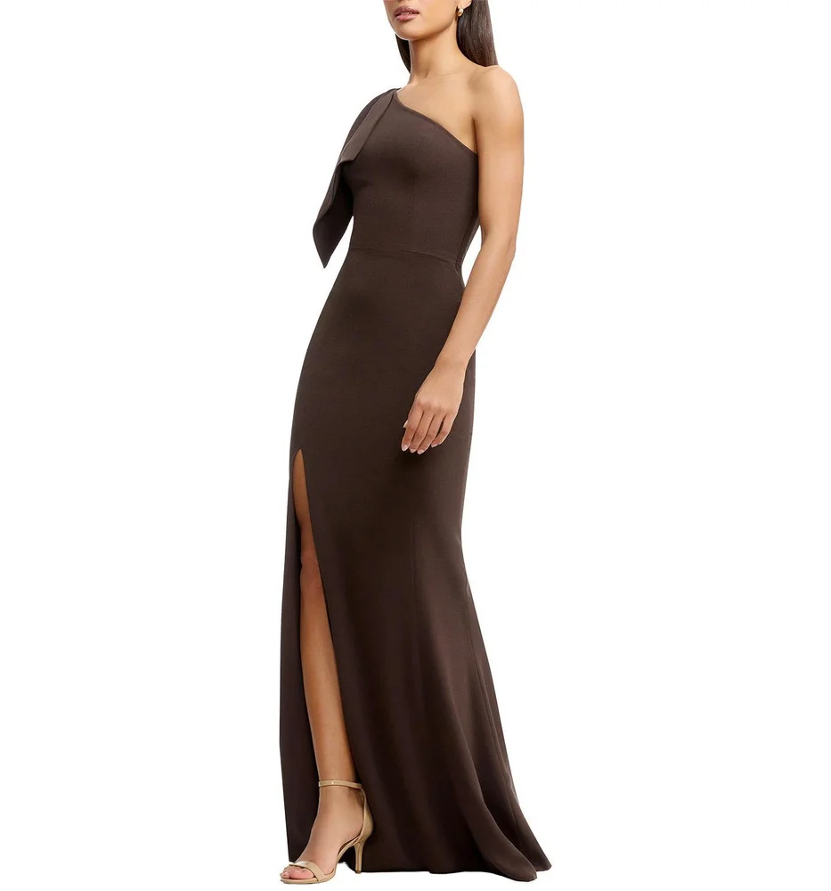 Georgina One Shoulder Bow Ruffle Gown