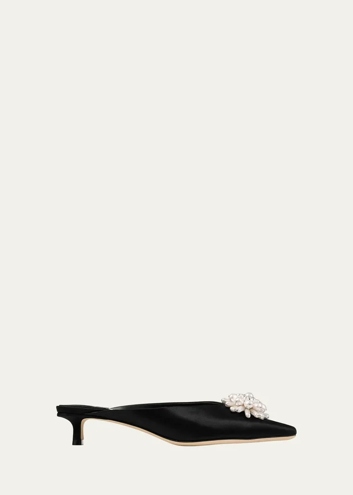 35mm Ines Pearly Satin Mules