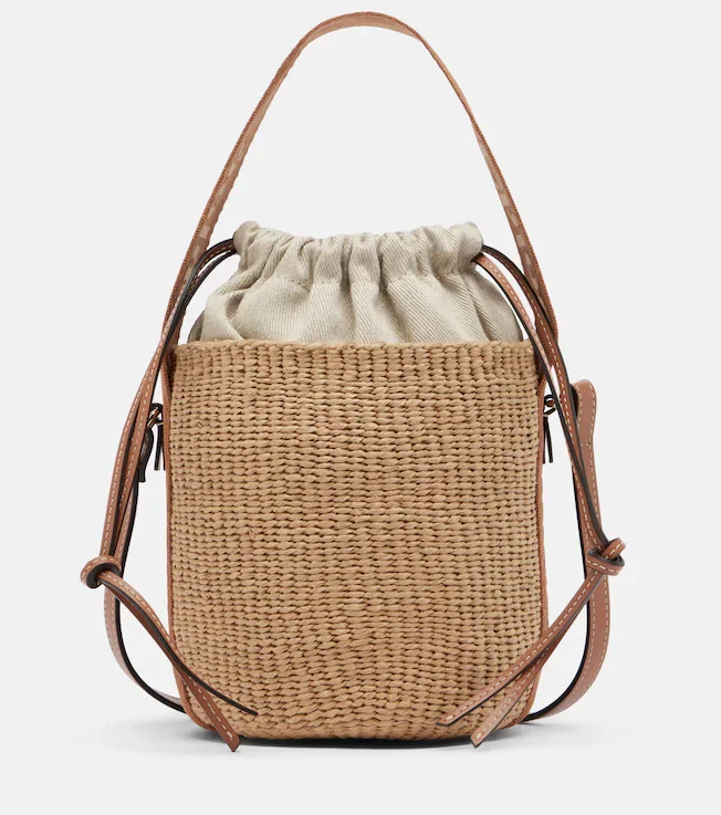 Woody Small raffia bucket bag