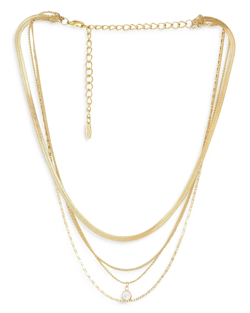 All the Chains 18K Gold Plated Layered Necklace, 13-15"