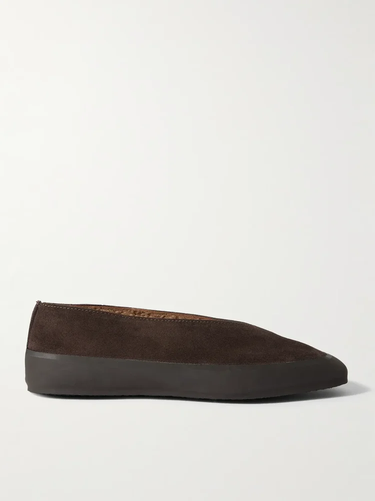 Shearling-lined suede ballet flats