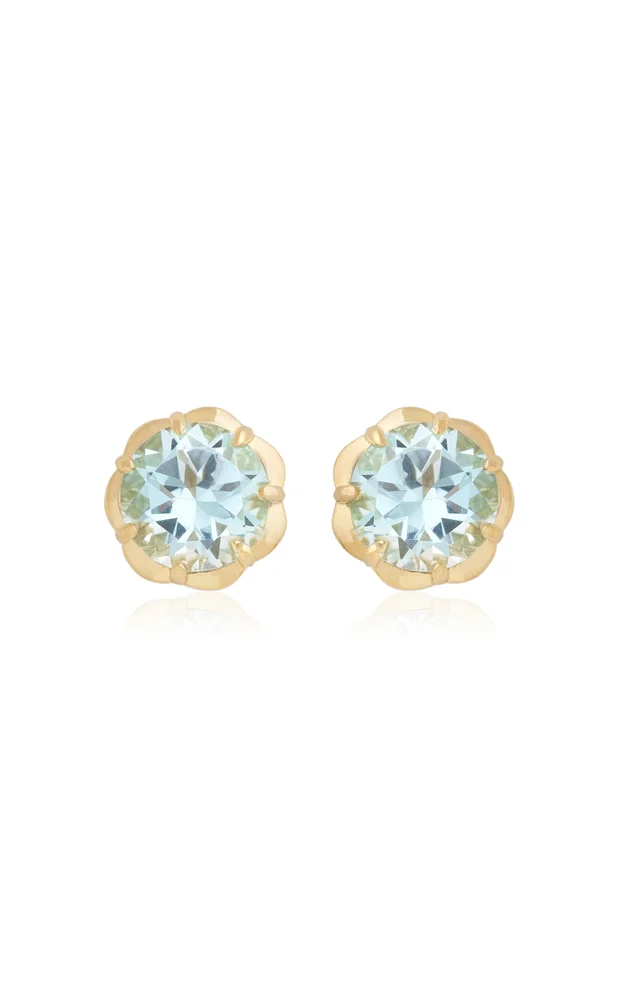 18K Yellow Gold Topaz Blossom Stud Earrings
