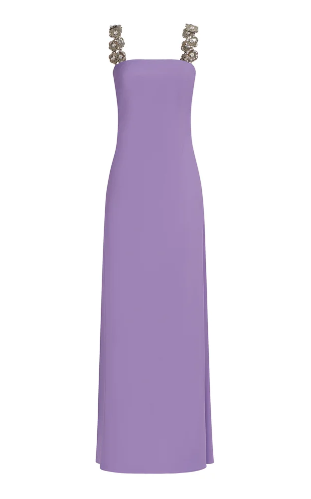 Consuelo Strap Embellished Satin Maxi Dress