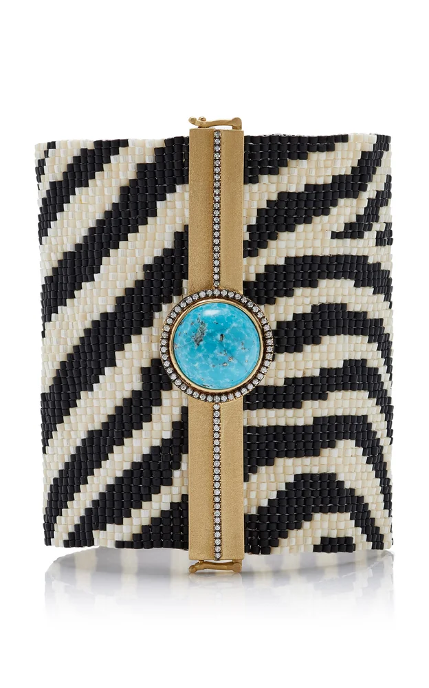 Zebra Woven Bead Bracelet