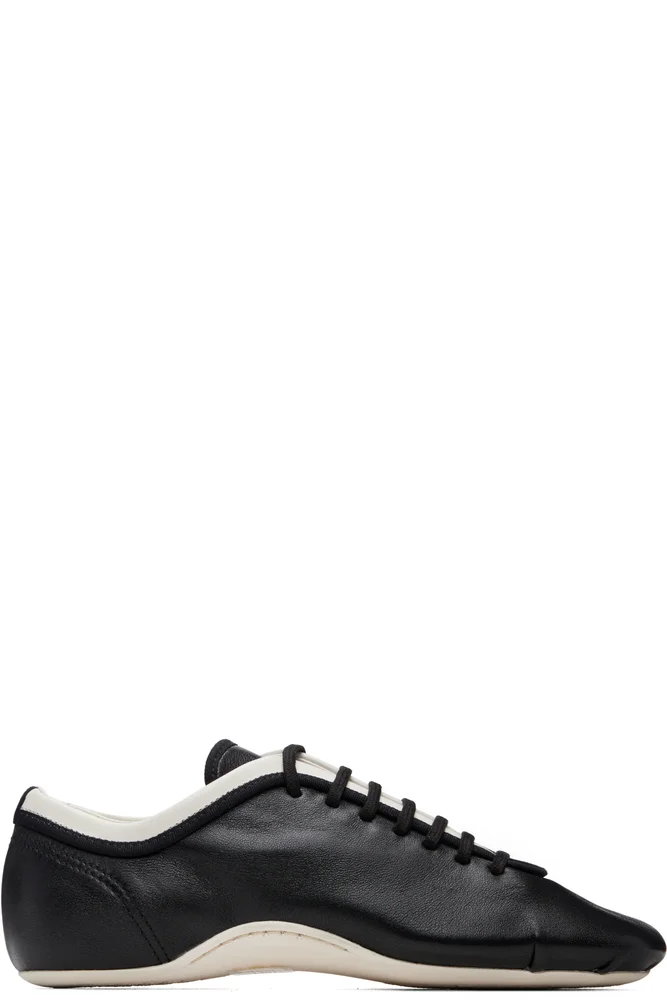 Black Leather Ballerina Sneakers