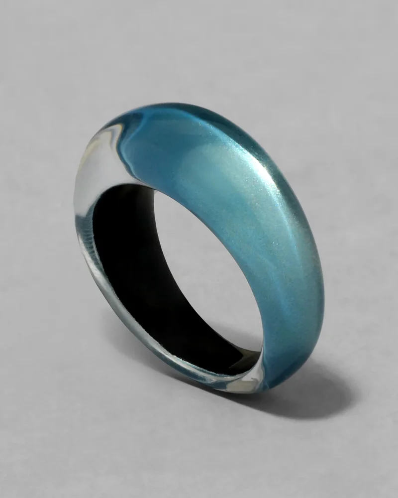 Lucite Tapered Ring- Metallic Sky