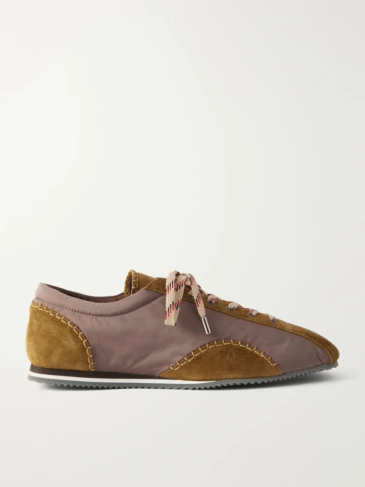 Paris Trainer Shell Suede-Trimmed Sneakers