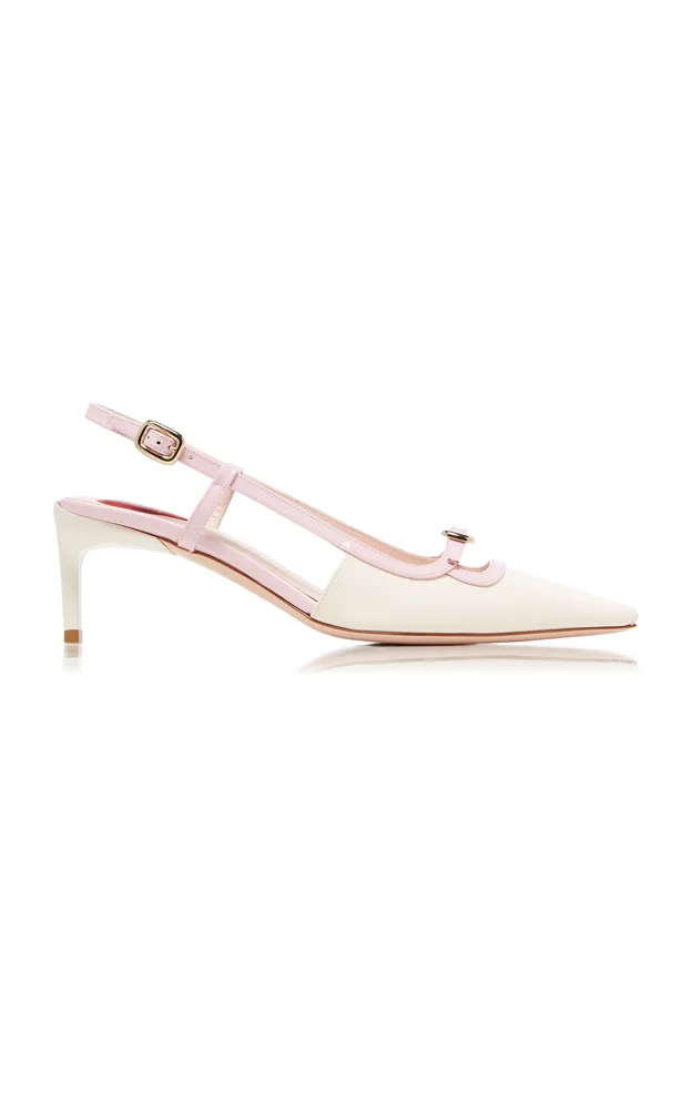 Mini-Buckle Patent Leather Slingback Pumps