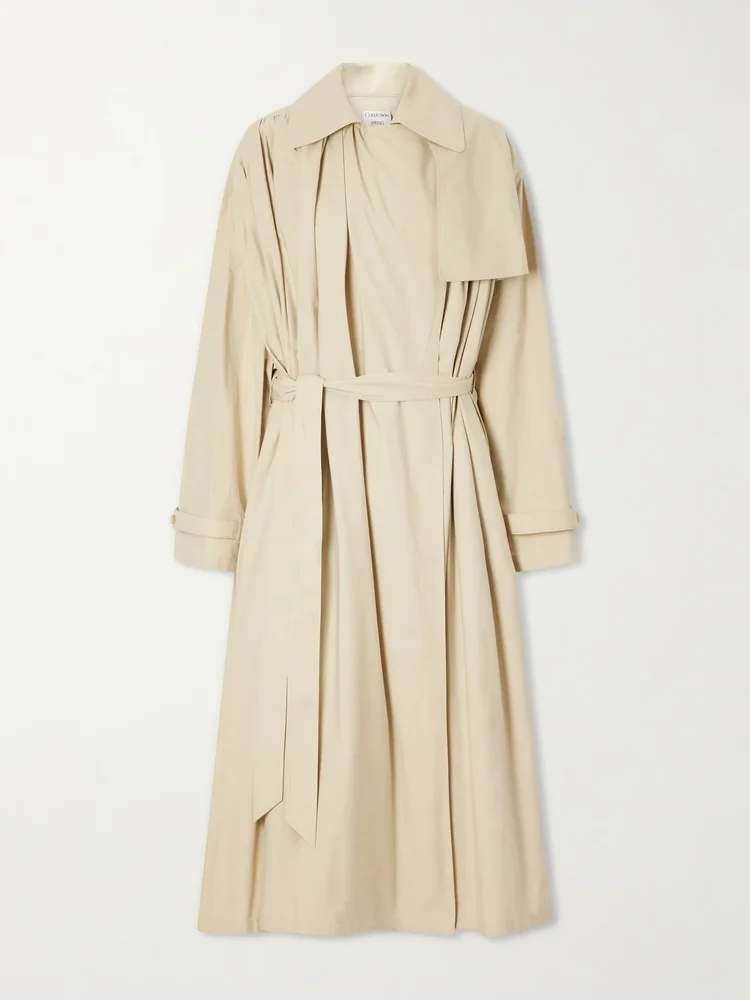 Mireille ruched cotton-gabardine trench coat