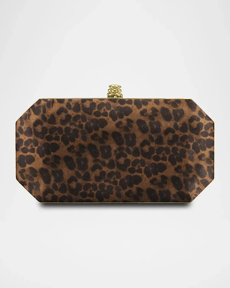 Perry Small Leopard-Print Satin Clutch Bag