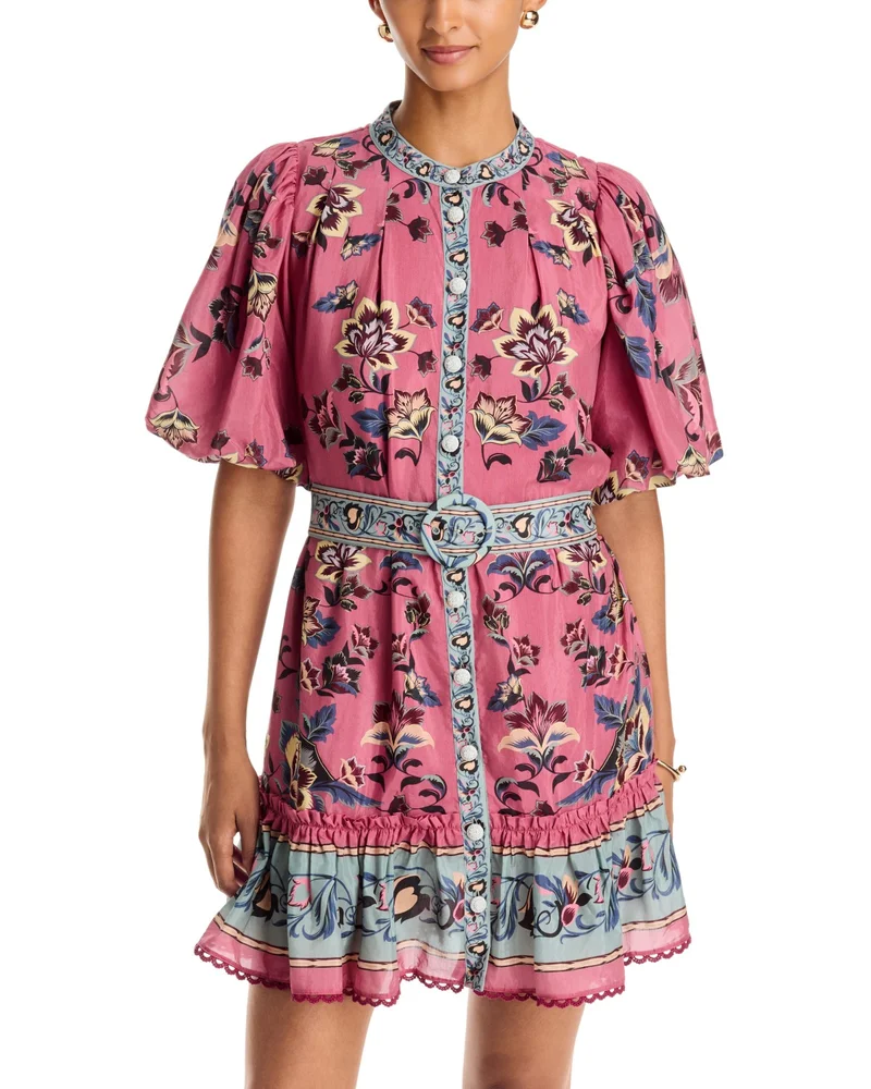 Floral Beauty Tapestry Belted Mini Dress