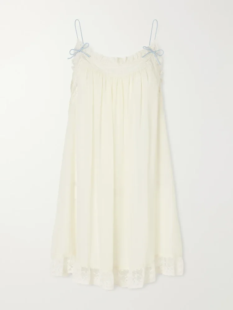 Penelope lace-trimmed silk mini dress
