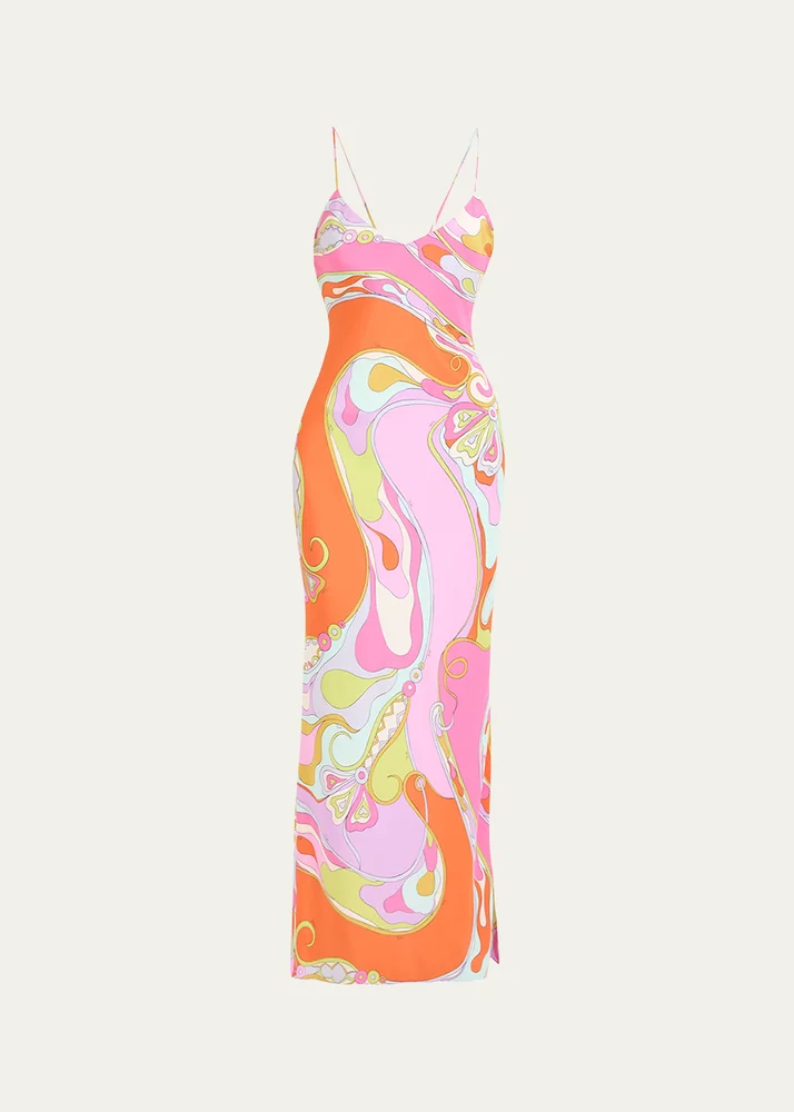 Orchidee Silk Crepe De Chine Maxi Dress