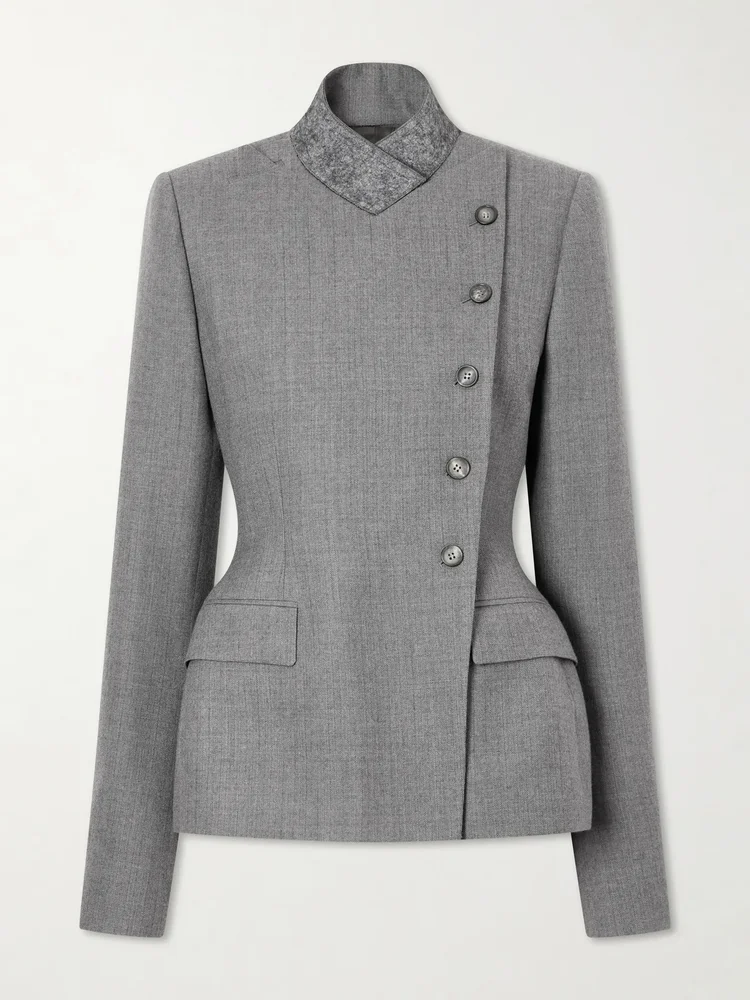 Padded double-breasted wool jacket