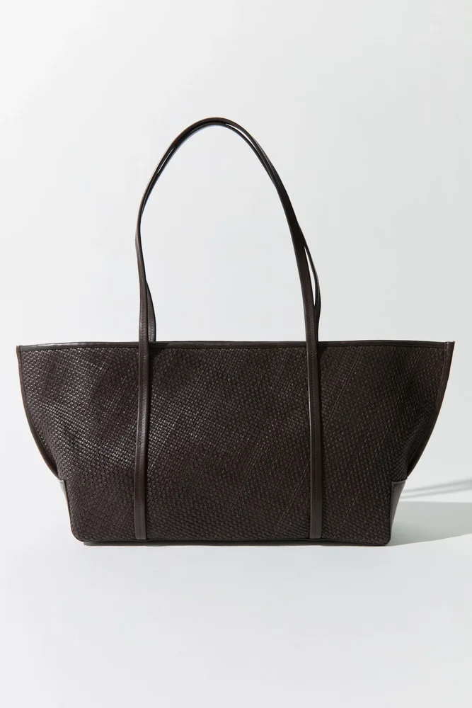 Woven Bateau Tote - Coffee