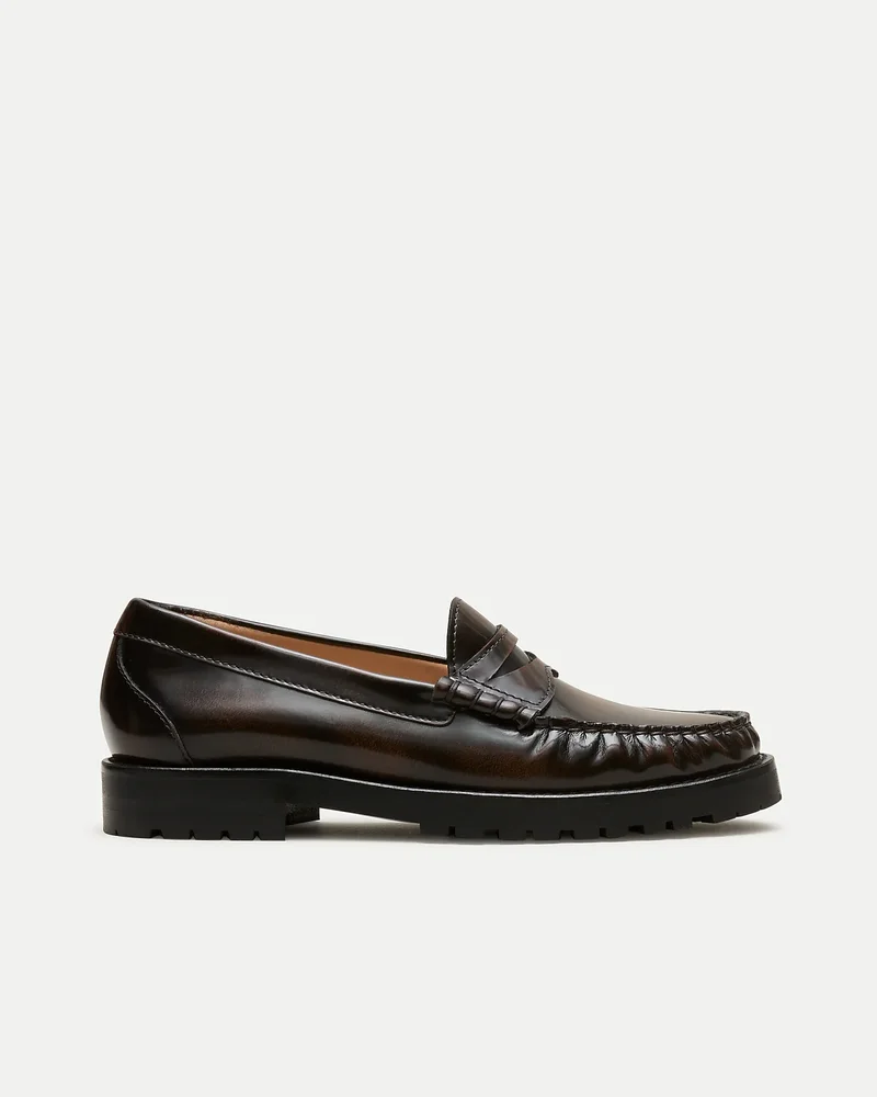 Winona lug-sole penny loafers in burnished leather