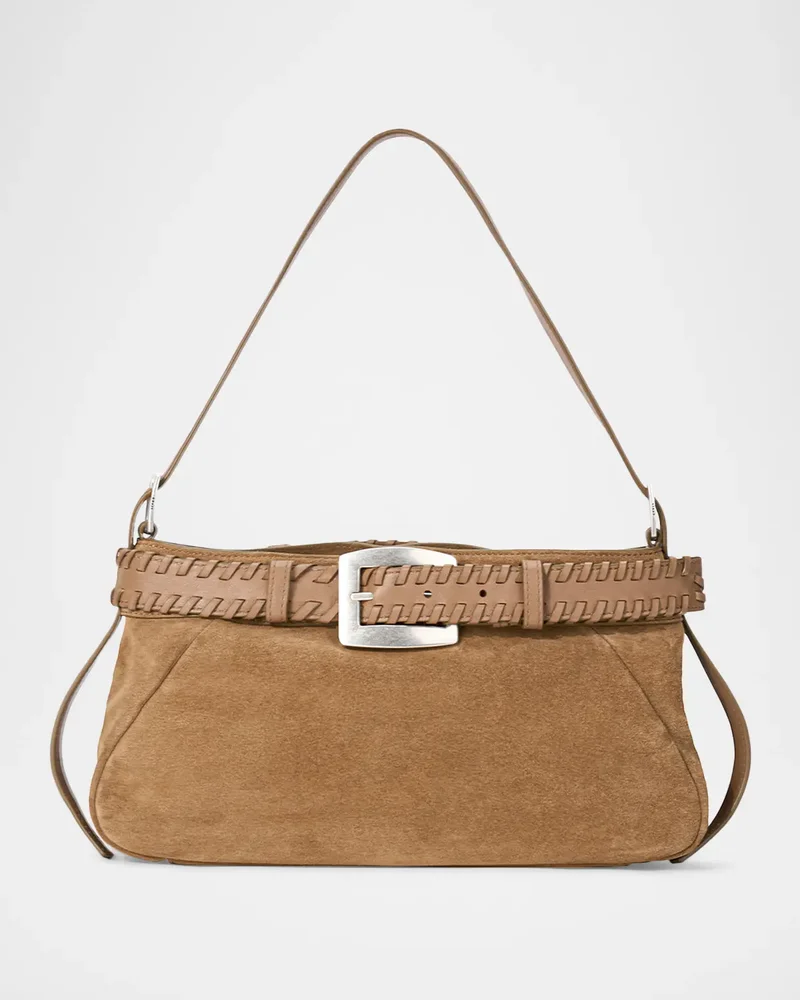 Brooklyn Buckled Suede Shoulder Bag