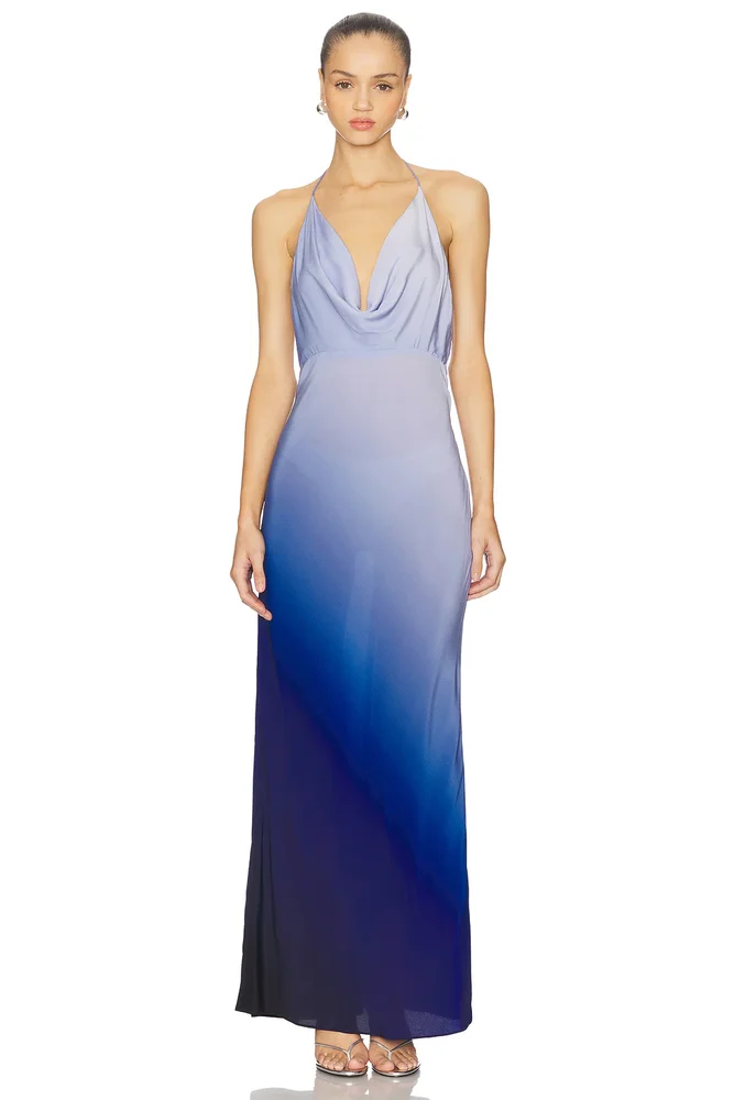 Lottie Silk Low Cowl Maxi Dress