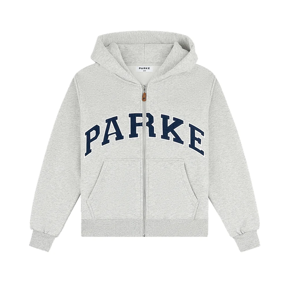 OG Varsity Zip Up Hoodie - Classic Grey + Denim