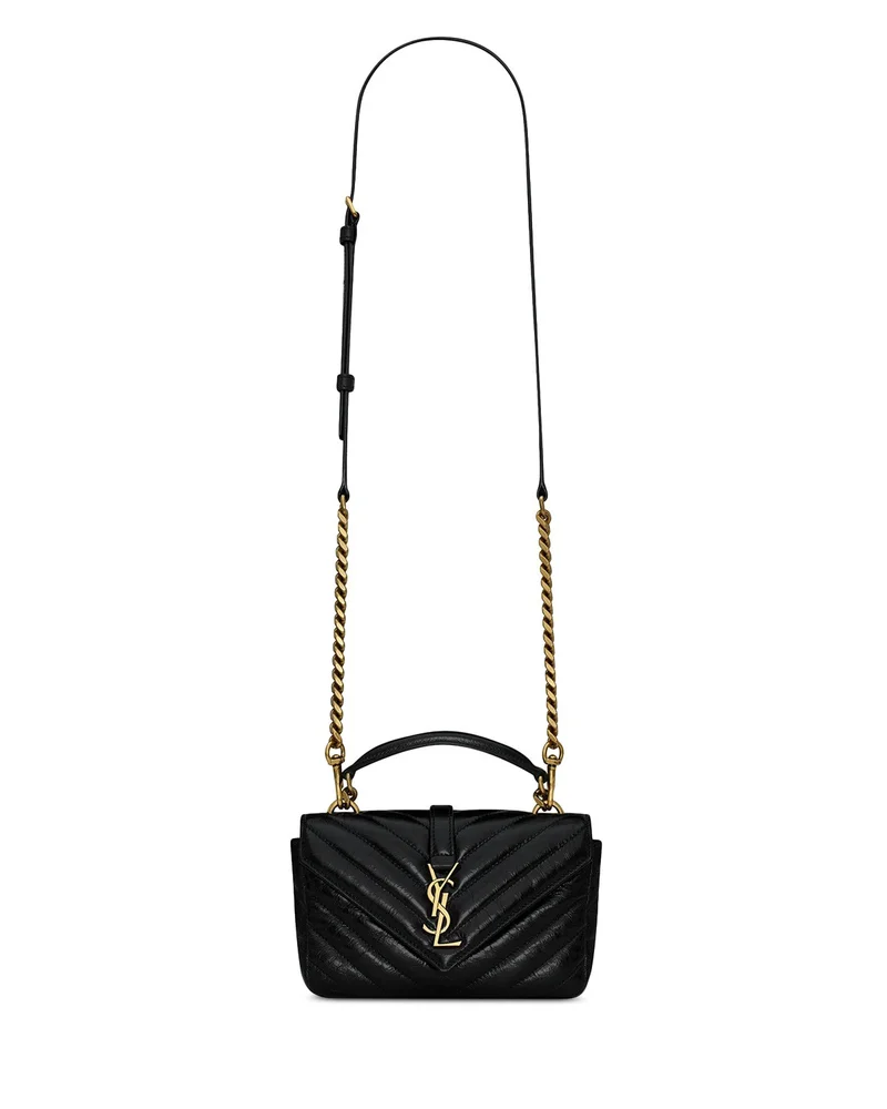 College Mini Chain Bag in Shiny Crackled Leather