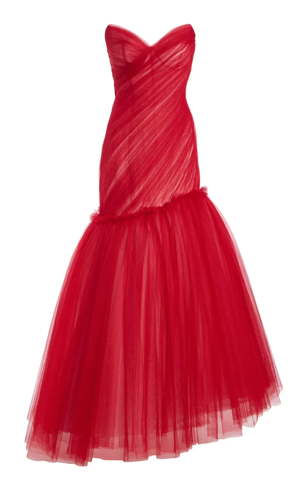 Silk Chiffon Draped Asymmetric Dress