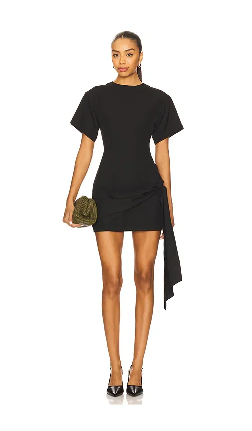 Kirana Wrap Front Dress In Black