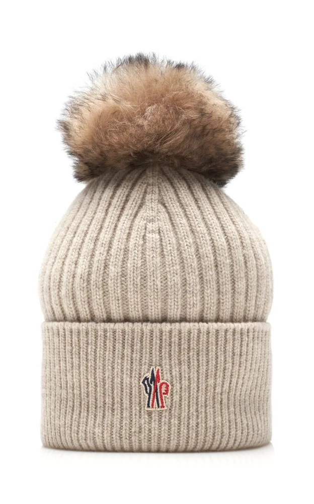 Shearling-Trimmed Wool Beanie