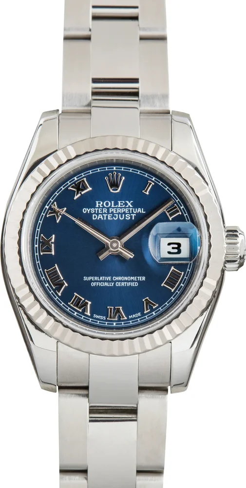 Pre-Owned Rolex Lady-Datejust 26 179174 Blue Dial Stainless Steel