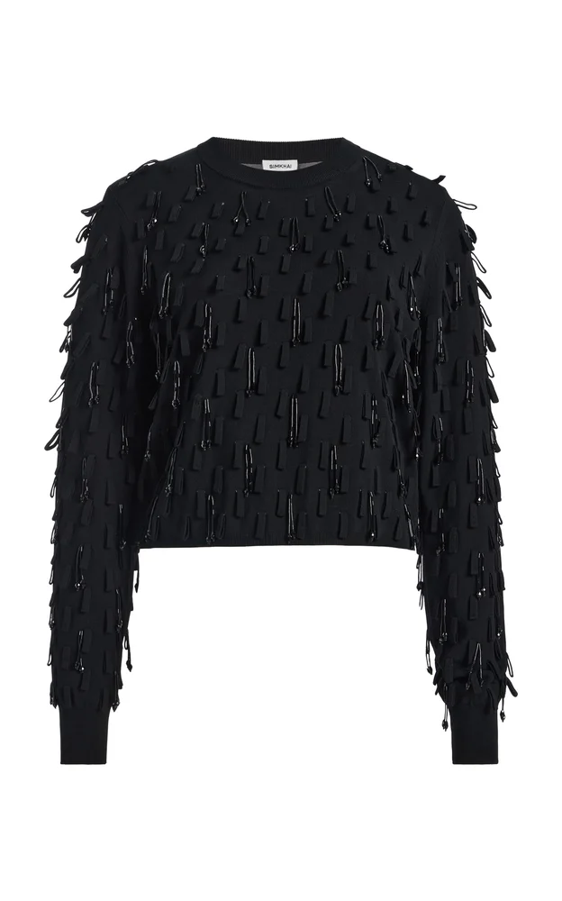 Myra Bead-Embellished Knit Top