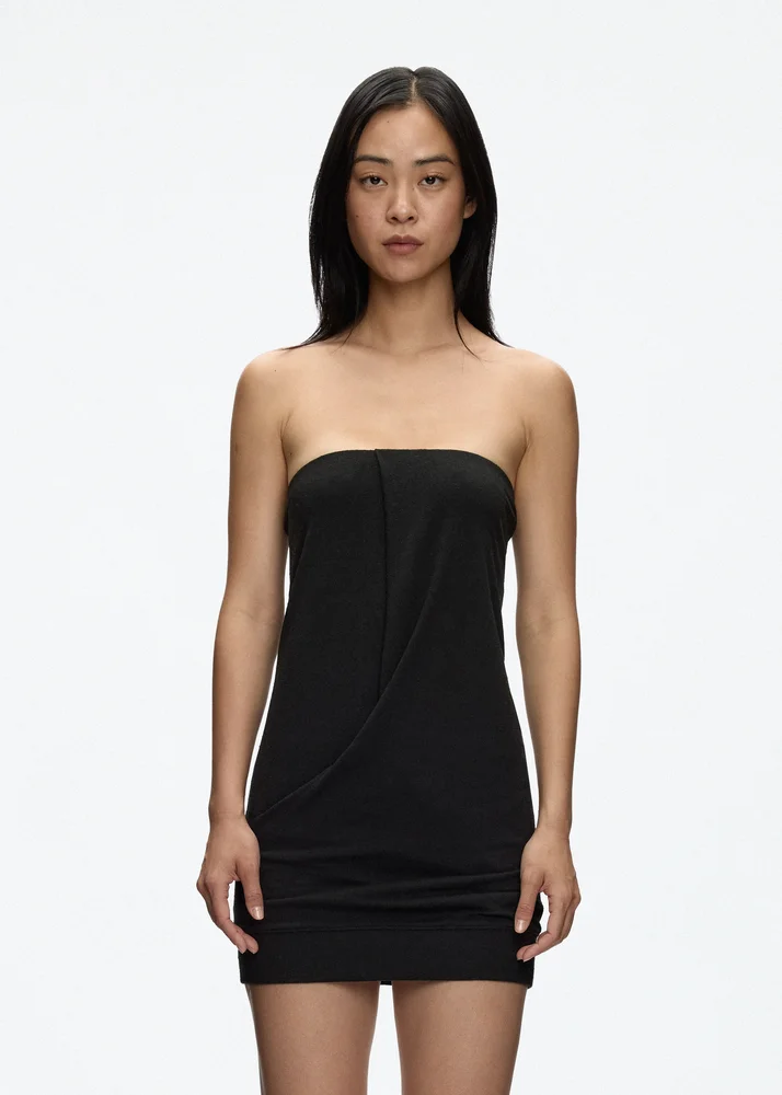 Silk Jersey Mini Dress in Black