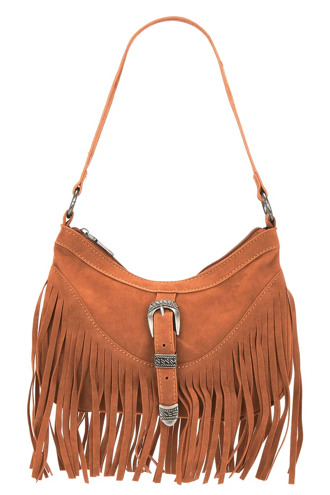 Faux Nappa Suede Shoulder Bag