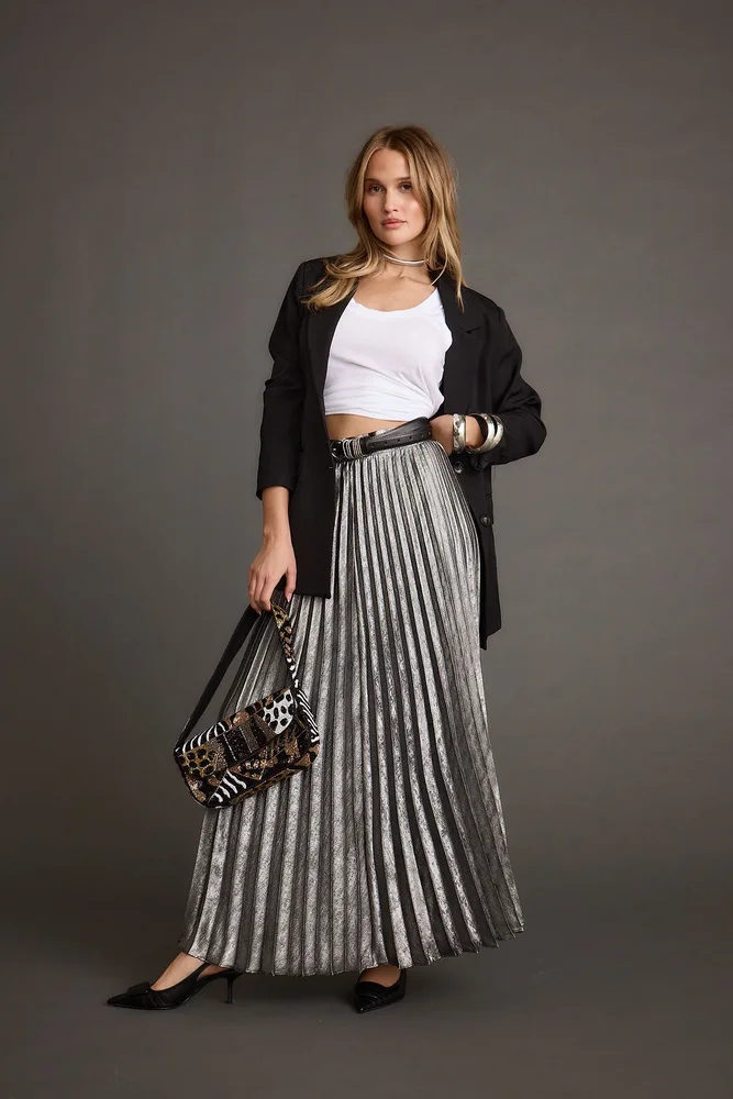 John Galt Light Blue Olive Maxi Skirt