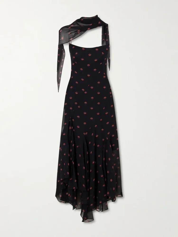 Aubrey floral-print silk-chiffon gown