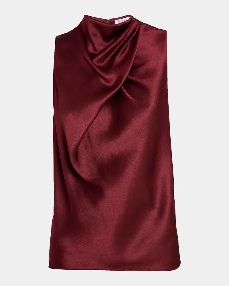 Melina Cowl-Neck Satin Sleeveless Top