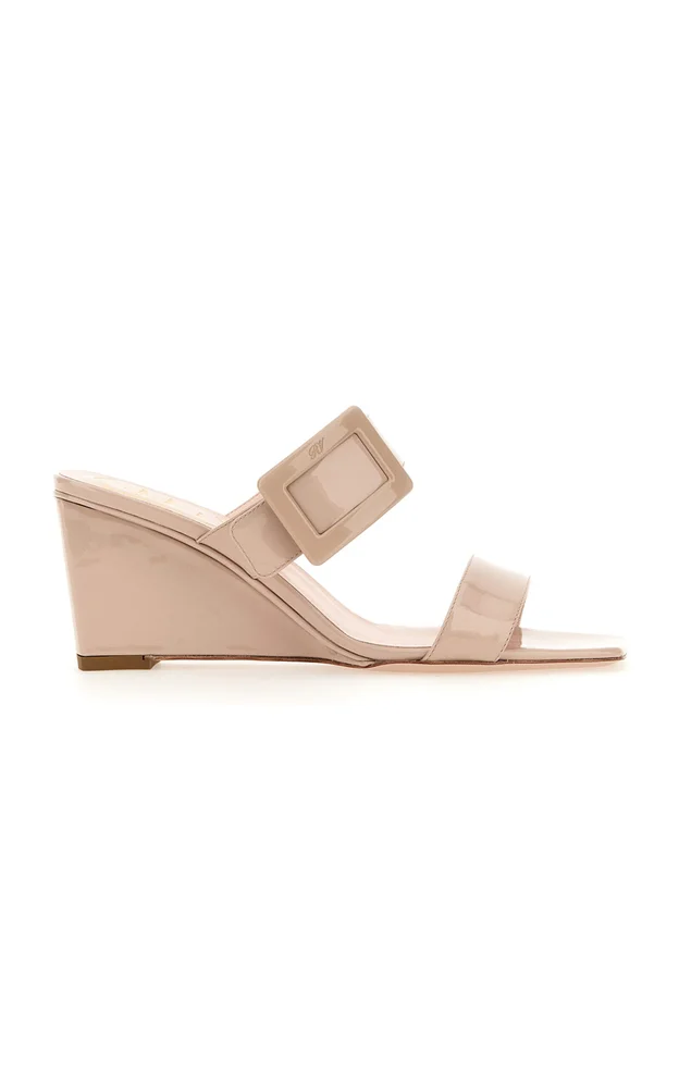 Belle Vivier Leather Wedge Mules