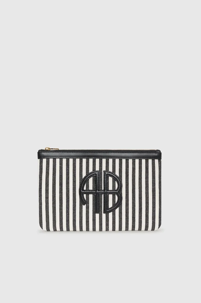 Lili Pouch - White And Black Stripe