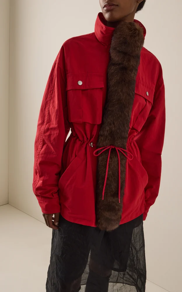 Shearling-Trimmed Nylon Jacket
