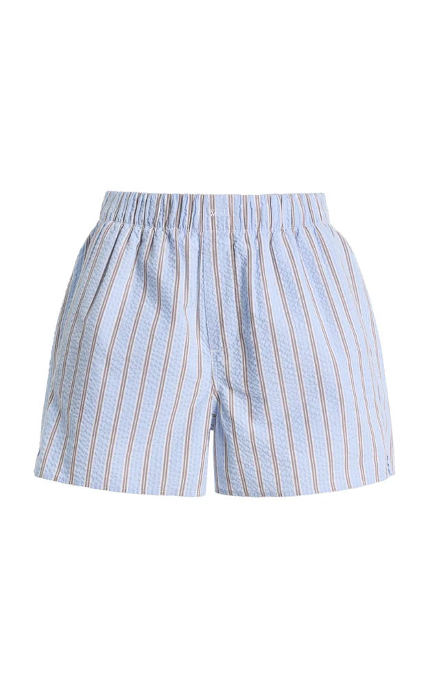 Exclusive The Boxer Striped Cotton Seersucker Shorts
