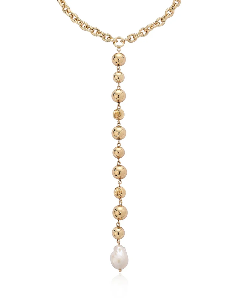 Baroque pearl necklace with key pendant