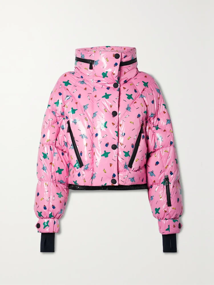 + 3 Moncler Grenoble cropped printed quilted down ski jacket
