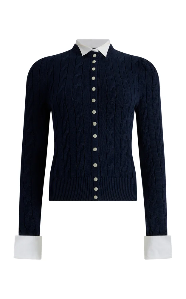 Cableknit Silk-Cashmere Cardigan