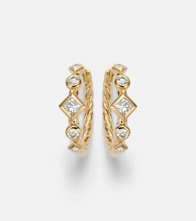 Petite Modern Renaissance® 18kt gold earrings with diamonds