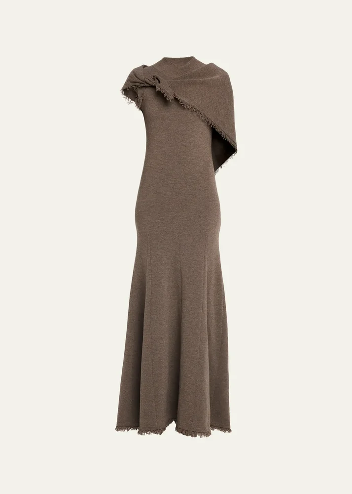 Fringe-Hem Sleeveless Knit Midi Dress
