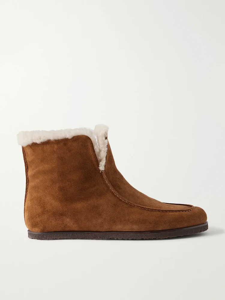52 shearling-trimmed suede ankle boots