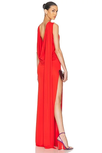 Floor Length Cowl Back Dress