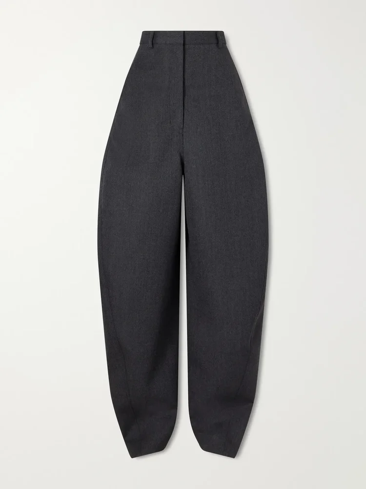 High-waist barrel-leg wool pants