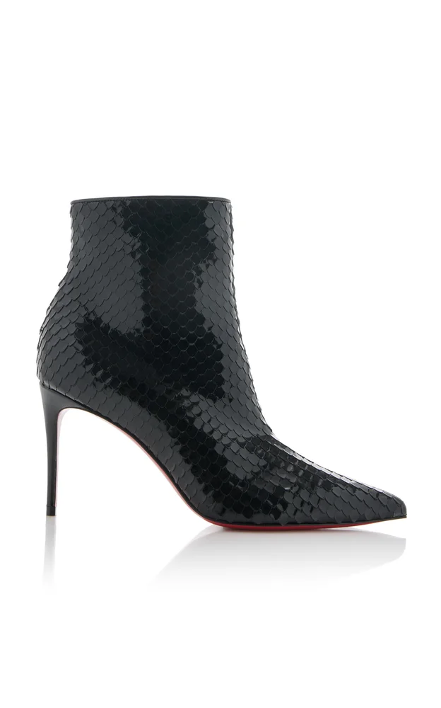 So Kate 85mm Croc-Effect Patent Leather Ankle Boots