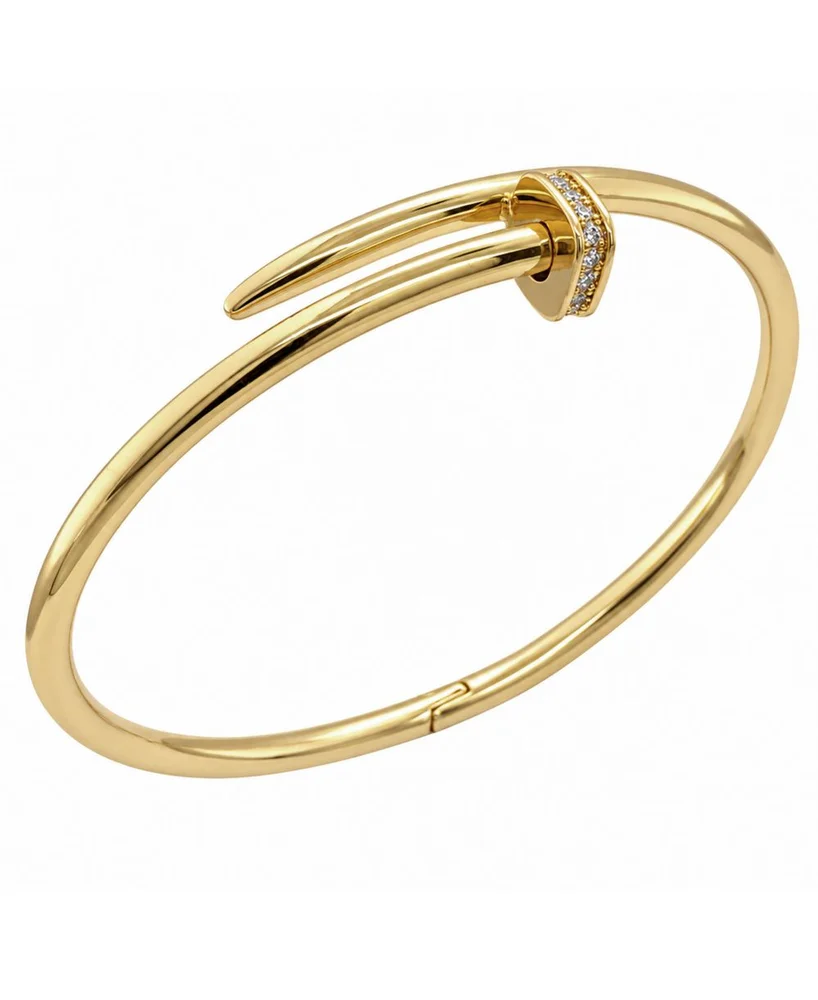 Cubic Zirconia Nail Head Coil Bangle Bracelet