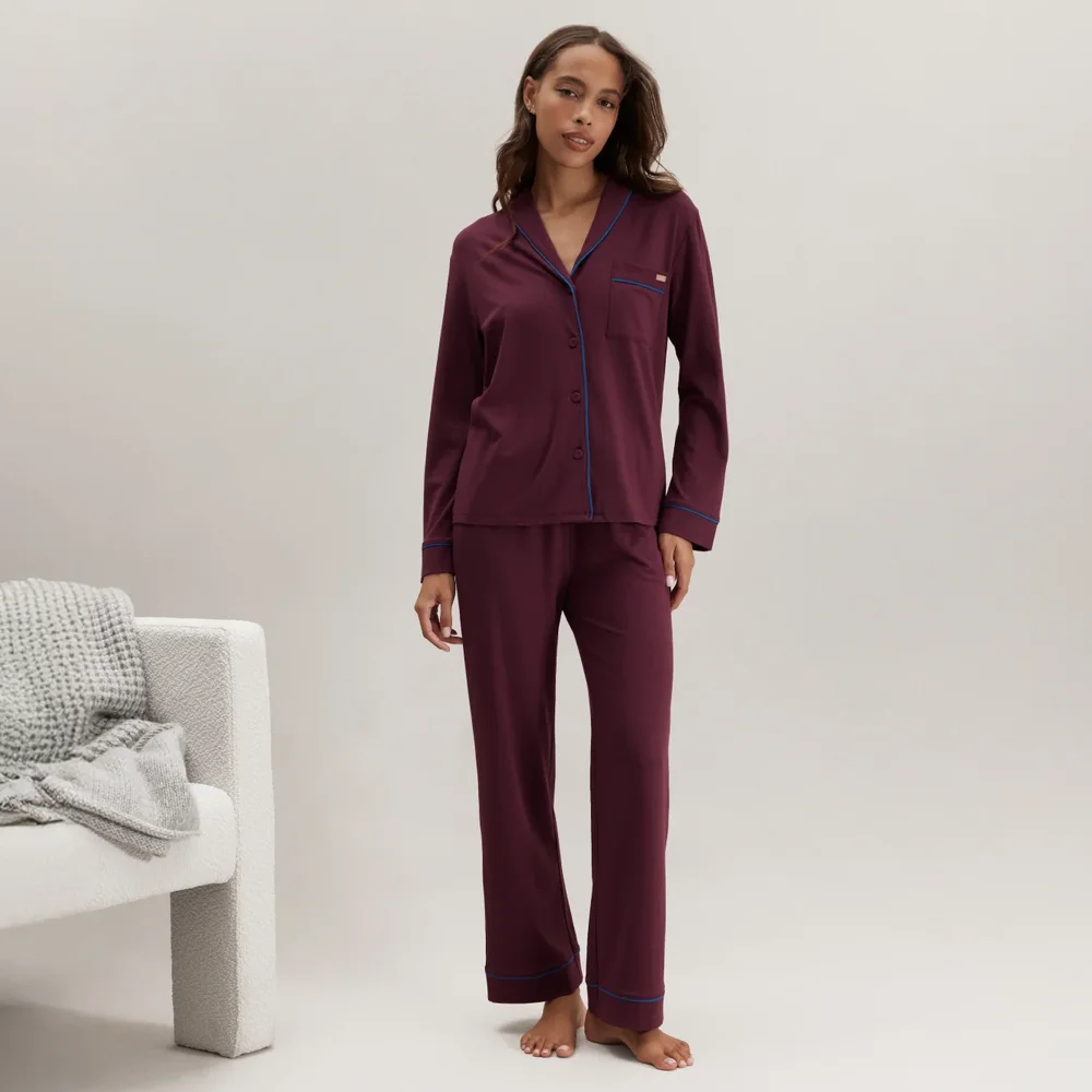 Slumberknit™ Shawl Collar Button Down Pant Set