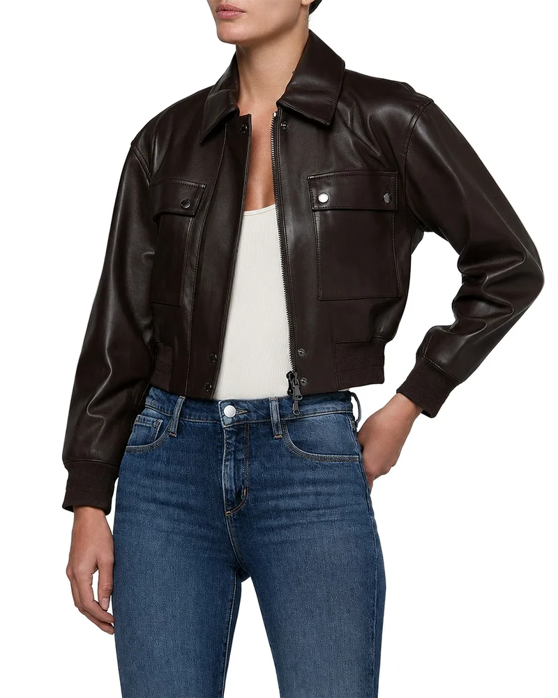 Clotilde Leather Bomber Jacket